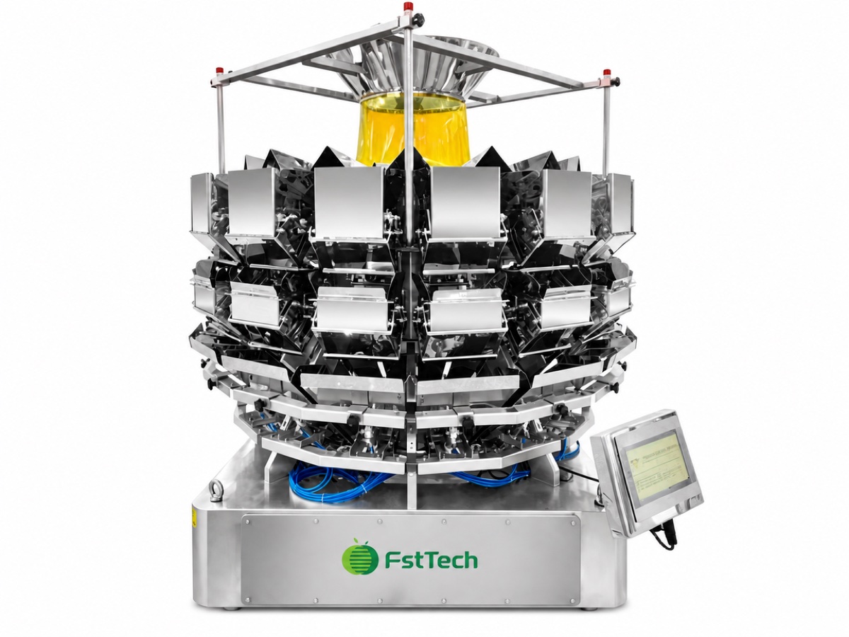 14-head bucket-type combination weigher above the net bag machine