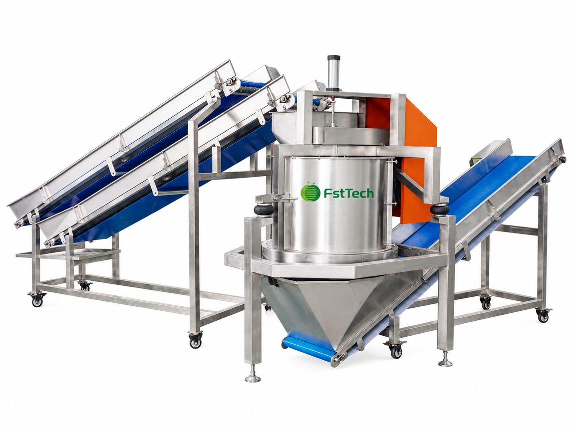 Centrifugal dewatering machine with feed and discharge conveyors