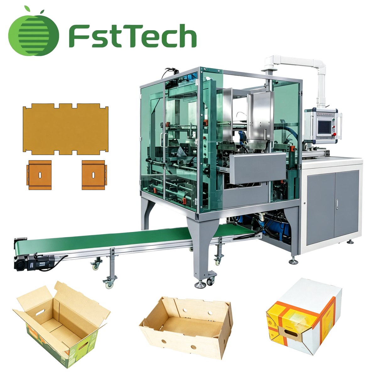Three-piece fruit box forming machine