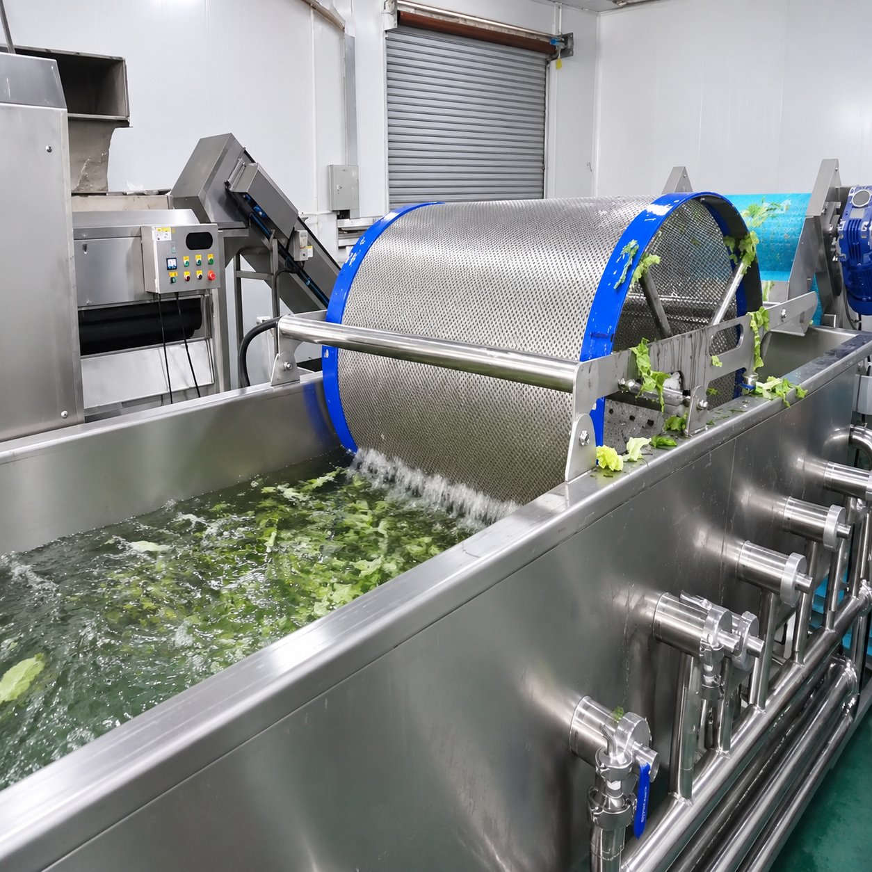 First vortex washing machine tumbling salad leaves 360 degrees in the wash tank
