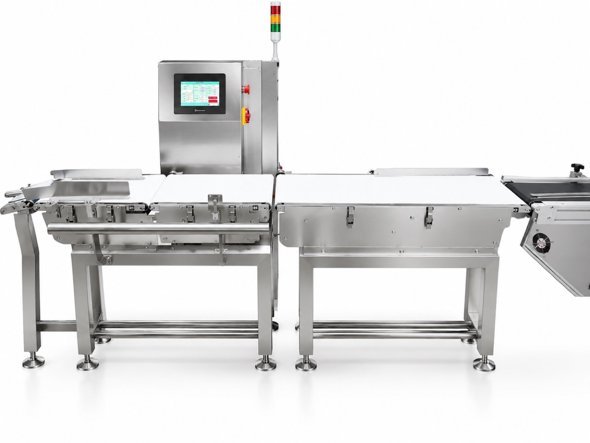 Checkweigher verifying the weight of each closed punnet